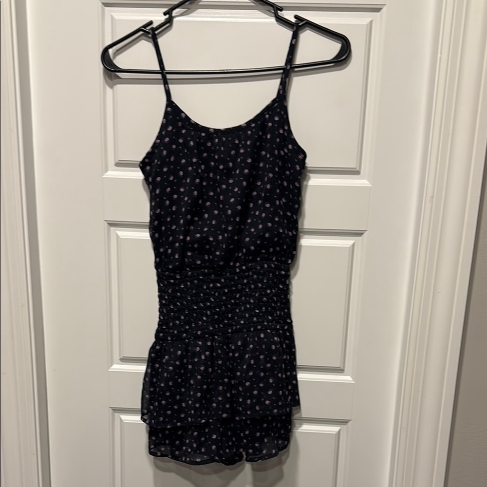 Black Floral Spaghetti Strap Romper